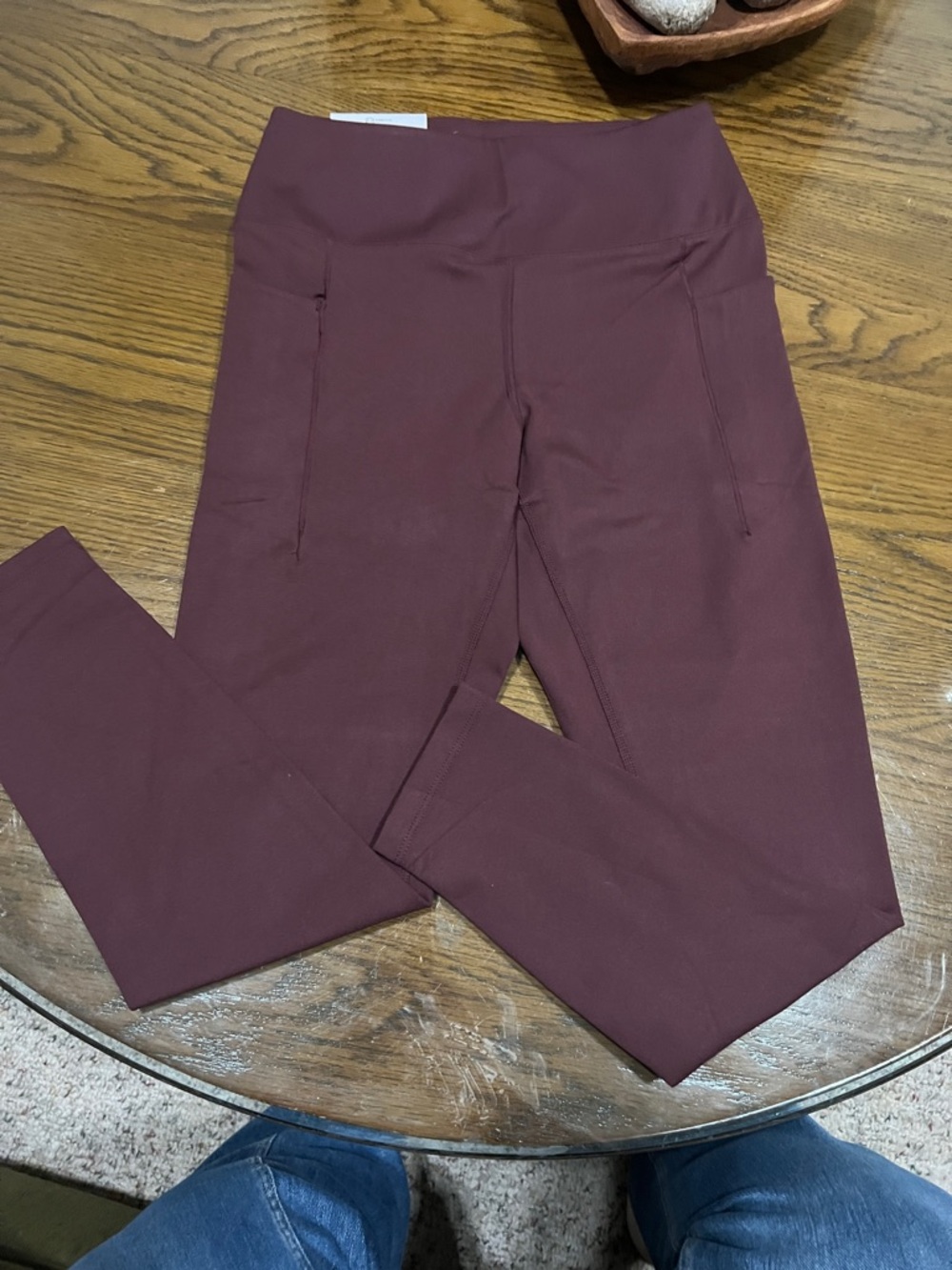 Danskin Burgundy High-Waist Active Leggings with Side Pockets